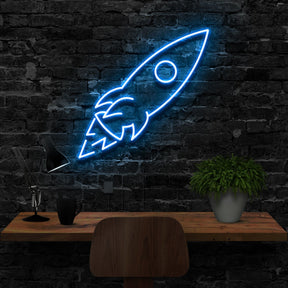 "Rocketship" Neon Sign 40cm (1.3ft) / Ice Blue / LED Neon by Neon Icons