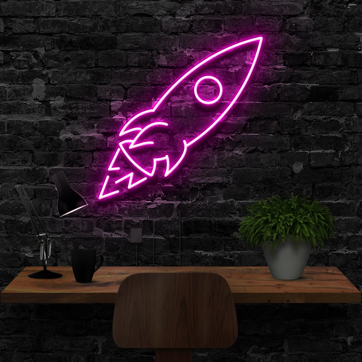 "Rocketship" Neon Sign 40cm (1.3ft) / Pink / LED Neon by Neon Icons