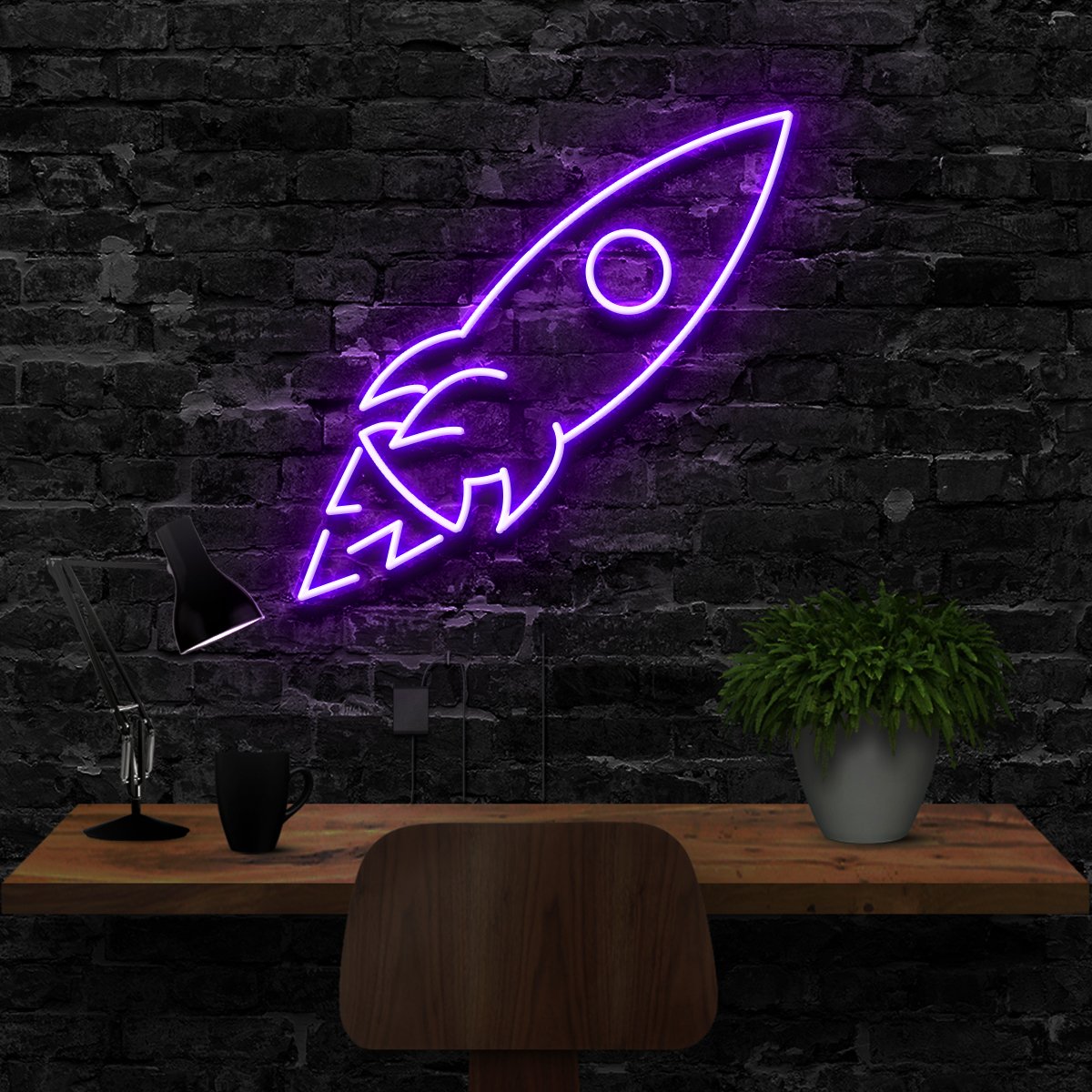 "Rocketship" Neon Sign 40cm (1.3ft) / Purple / LED Neon by Neon Icons