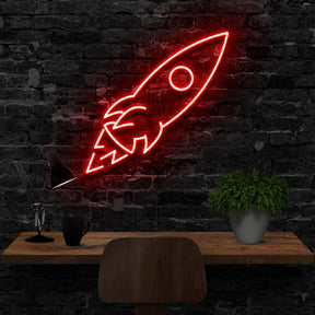 "Rocketship" Neon Sign 40cm (1.3ft) / Red / LED Neon by Neon Icons