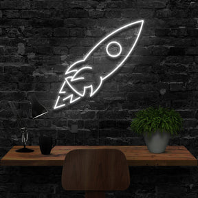 "Rocketship" Neon Sign 40cm (1.3ft) / White / LED Neon by Neon Icons