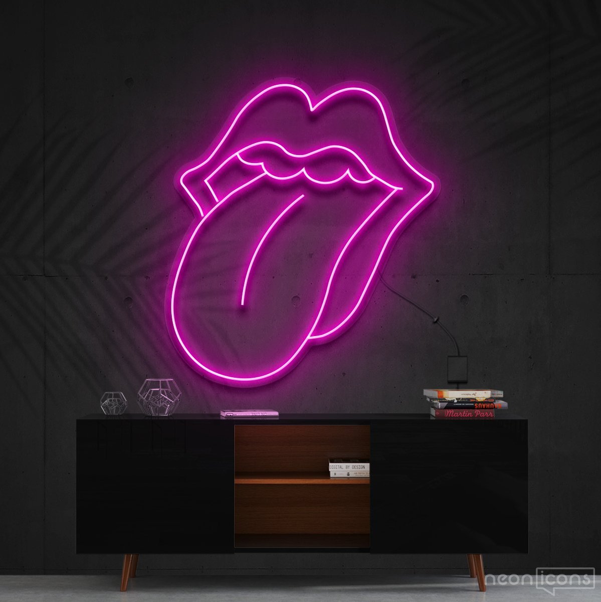 "Rolling Stones" Neon Sign 60cm (2ft) / Pink / Cut to Shape by Neon Icons