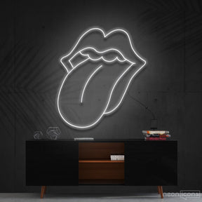 "Rolling Stones" Neon Sign 60cm (2ft) / White / Cut to Shape by Neon Icons