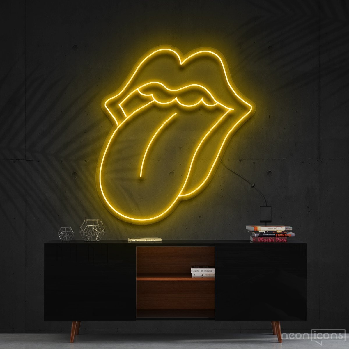 "Rolling Stones" Neon Sign 60cm (2ft) / Yellow / Cut to Shape by Neon Icons