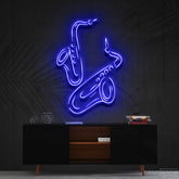 "Saxophones" Neon Sign 60cm (2ft) / Blue / Cut to Shape by Neon Icons