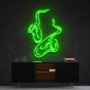 "Saxophones" Neon Sign 60cm (2ft) / Green / Cut to Shape by Neon Icons