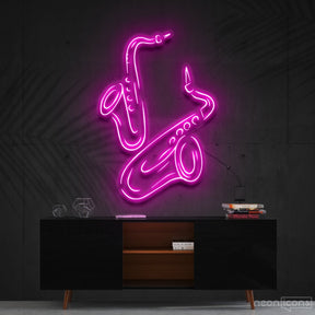 "Saxophones" Neon Sign 60cm (2ft) / Pink / Cut to Shape by Neon Icons