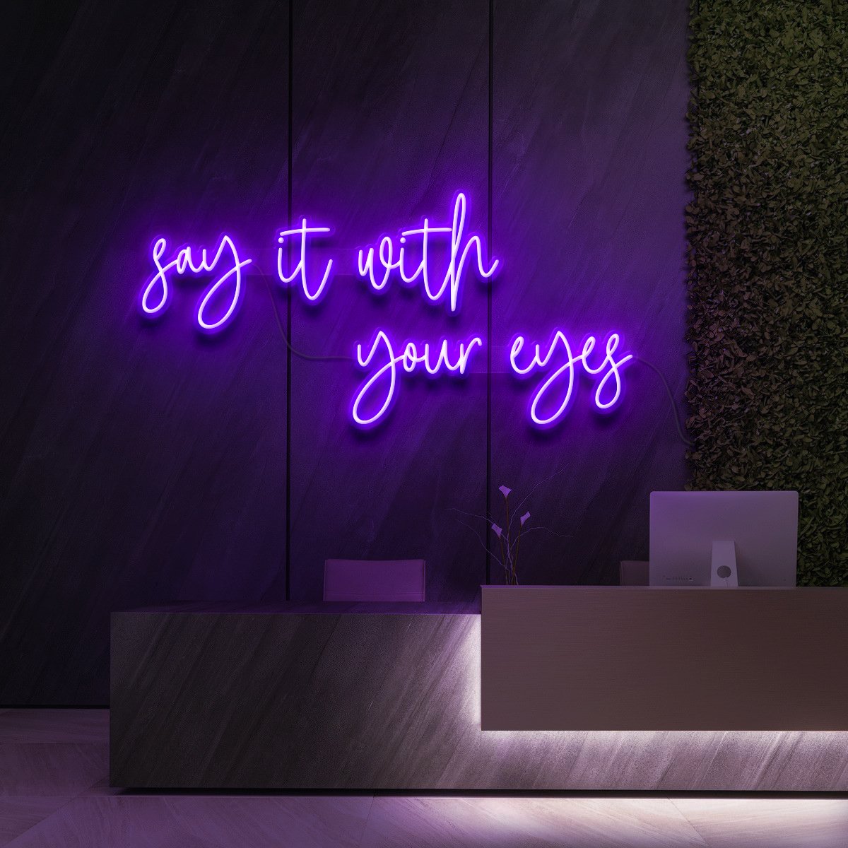 "Say It With Your Eyes" Neon Sign for Beauty & Cosmetic Studios 90cm (3ft) / Purple / LED Neon by Neon Icons