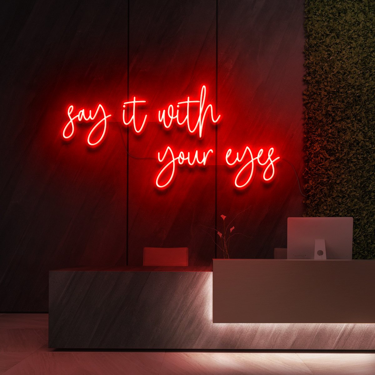 "Say It With Your Eyes" Neon Sign for Beauty & Cosmetic Studios 90cm (3ft) / Red / LED Neon by Neon Icons
