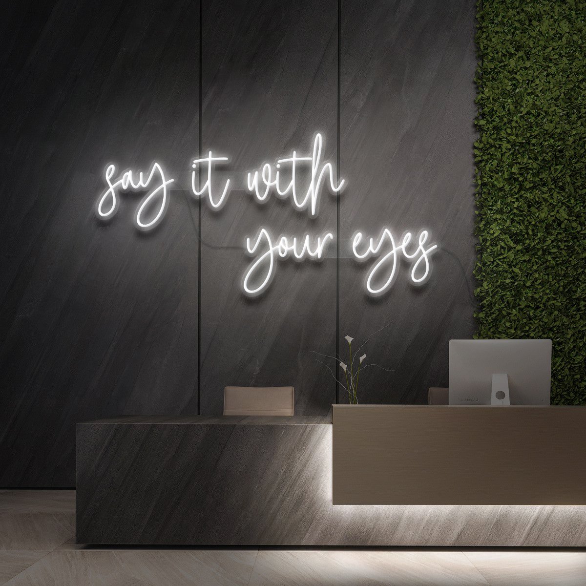 "Say It With Your Eyes" Neon Sign for Beauty & Cosmetic Studios 90cm (3ft) / White / LED Neon by Neon Icons