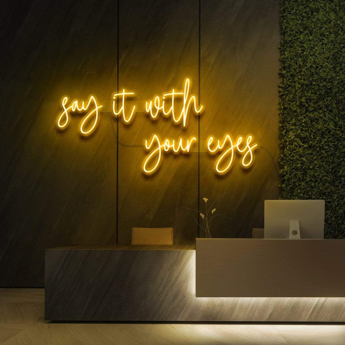 "Say It With Your Eyes" Neon Sign for Beauty & Cosmetic Studios 90cm (3ft) / Yellow / LED Neon by Neon Icons