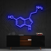 "Serotonin Molecule" Neon Sign 60cm (2ft) / Blue / Cut to Shape by Neon Icons