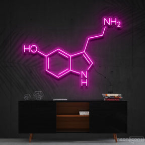 "Serotonin Molecule" Neon Sign 60cm (2ft) / Pink / Cut to Shape by Neon Icons