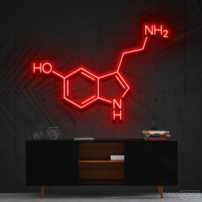 "Serotonin Molecule" Neon Sign 60cm (2ft) / Red / Cut to Shape by Neon Icons