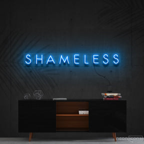 "Shameless" Neon Sign 60cm (2ft) / Ice Blue / Cut to Shape by Neon Icons