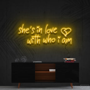 "She's In Love With Who I Am" Neon Sign 90cm (3ft) / Yellow / Cut to Shape by Neon Icons