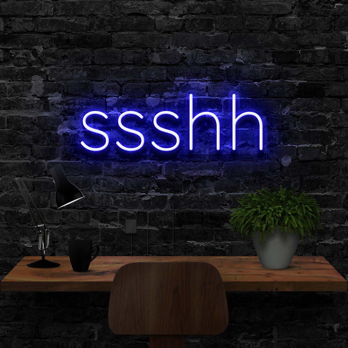 "Shush" Neon Sign 40cm (1.3ft) / Blue / LED Neon by Neon Icons