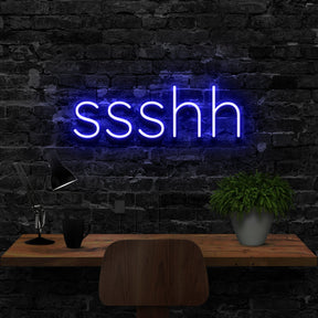 "Shush" Neon Sign 40cm (1.3ft) / Blue / LED Neon by Neon Icons