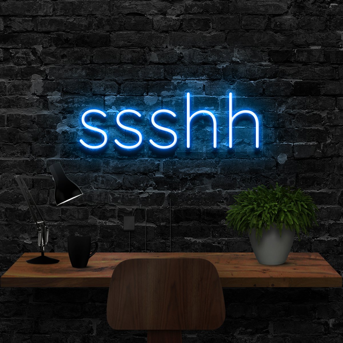 "Shush" Neon Sign 40cm (1.3ft) / Ice Blue / LED Neon by Neon Icons