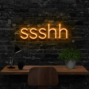 "Shush" Neon Sign 40cm (1.3ft) / Orange / LED Neon by Neon Icons