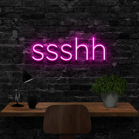 "Shush" Neon Sign 40cm (1.3ft) / Pink / LED Neon by Neon Icons