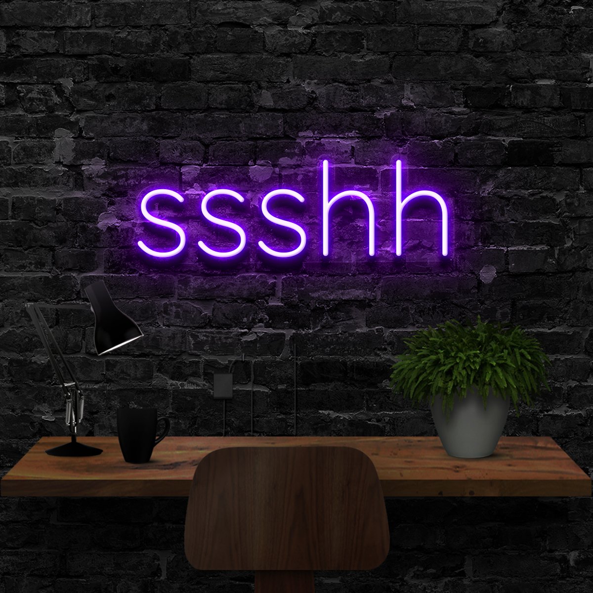 "Shush" Neon Sign 40cm (1.3ft) / Purple / LED Neon by Neon Icons