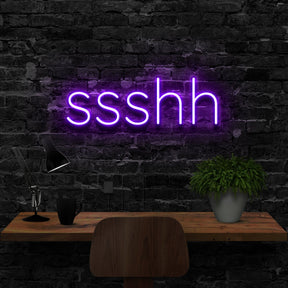 "Shush" Neon Sign 40cm (1.3ft) / Purple / LED Neon by Neon Icons