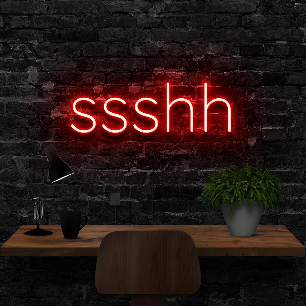 "Shush" Neon Sign 40cm (1.3ft) / Red / LED Neon by Neon Icons