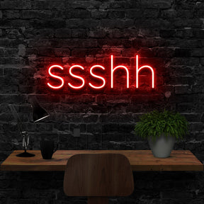 "Shush" Neon Sign 40cm (1.3ft) / Red / LED Neon by Neon Icons