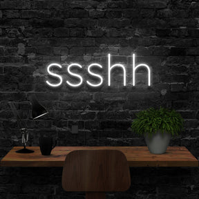 "Shush" Neon Sign 40cm (1.3ft) / White / LED Neon by Neon Icons