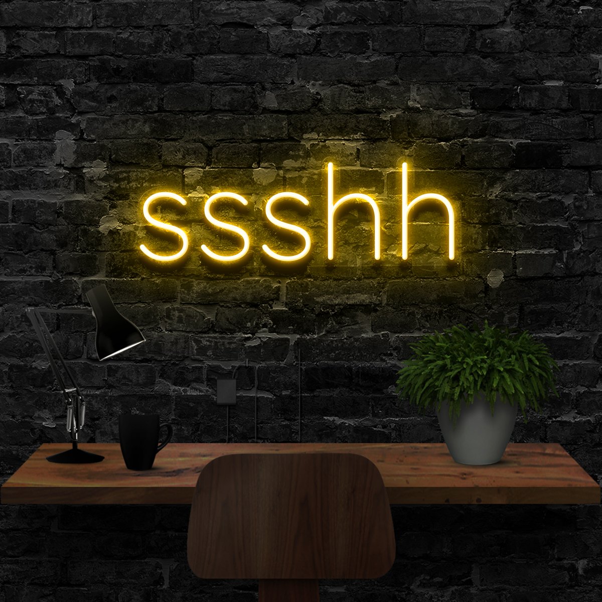 "Shush" Neon Sign 40cm (1.3ft) / Yellow / LED Neon by Neon Icons