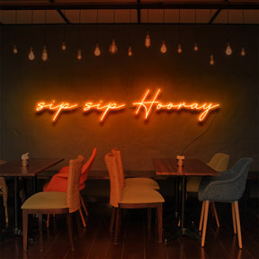 "Sip Sip Hooray" Neon Sign for Bars & Restaurants 90cm (3ft) / Orange / LED Neon by Neon Icons