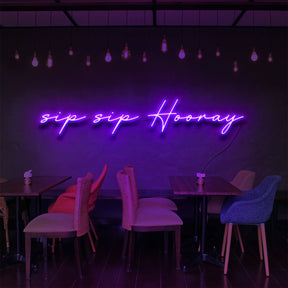 "Sip Sip Hooray" Neon Sign for Bars & Restaurants 90cm (3ft) / Purple / LED Neon by Neon Icons