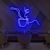 "Sipping Tea" Neon Sign for Cafés 60cm (2ft) / Blue / LED Neon by Neon Icons