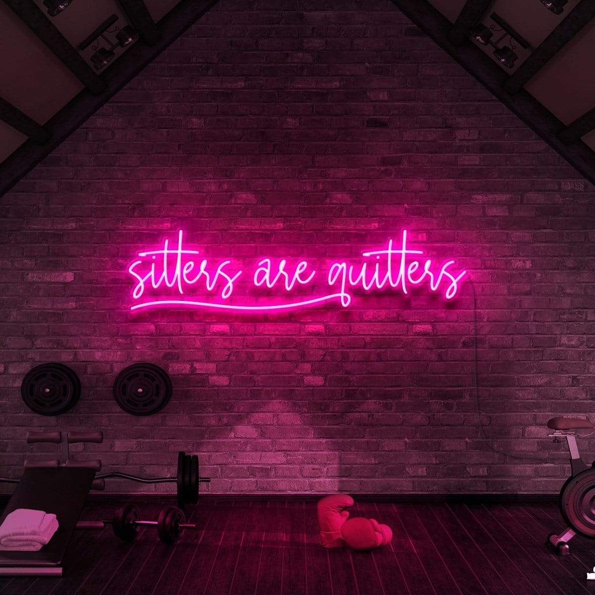 "Sitters Are Quitters" Neon Sign for Gyms & Fitness Studios 90cm (3ft) / Pink / LED Neon by Neon Icons