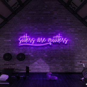 "Sitters Are Quitters" Neon Sign for Gyms & Fitness Studios 90cm (3ft) / Purple / LED Neon by Neon Icons