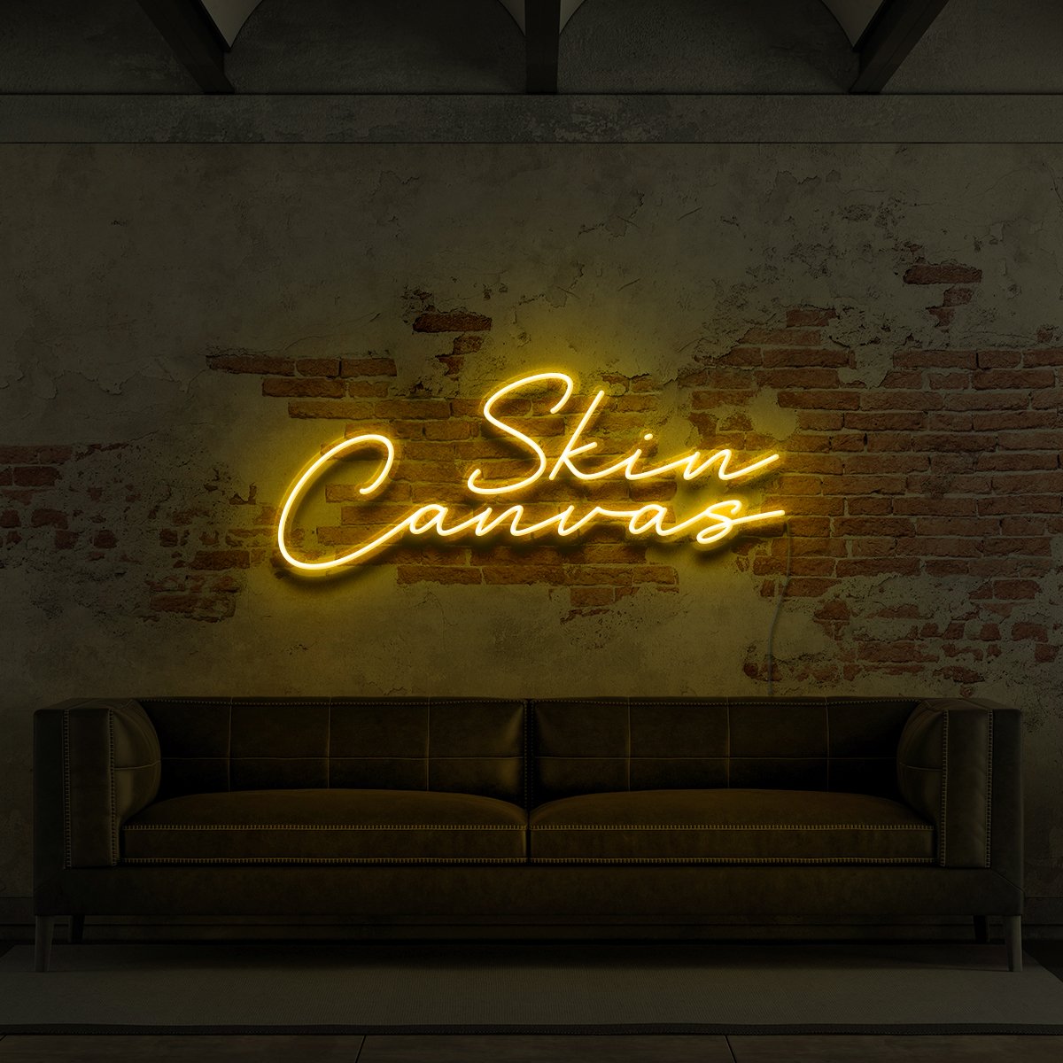 "Skin Canvas" Neon Sign for Tattoo Parlours 60cm (2ft) / Yellow / LED Neon by Neon Icons