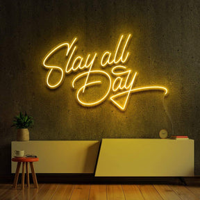 "Slay All Day" Neon Sign 60cm (2ft) / Yellow / LED Neon by Neon Icons