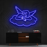 "Sleepy Cupid" Neon Sign 90cm (3ft) / Blue / Cut to Shape by Neon Icons