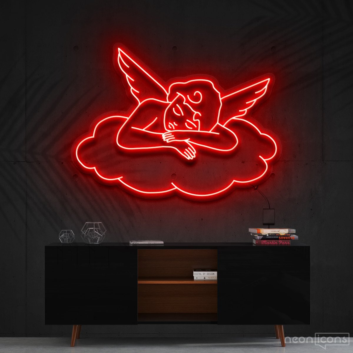 "Sleepy Cupid" Neon Sign 90cm (3ft) / Red / Cut to Shape by Neon Icons