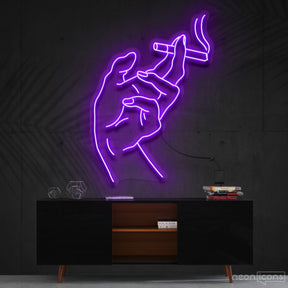 "Smoker's Hand" Neon Sign 60cm (2ft) / Purple / Cut to Shape by Neon Icons