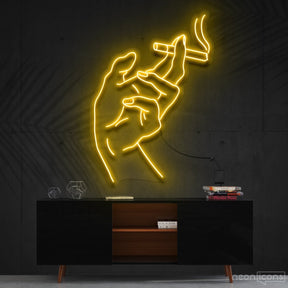 "Smoker's Hand" Neon Sign 60cm (2ft) / Yellow / Cut to Shape by Neon Icons