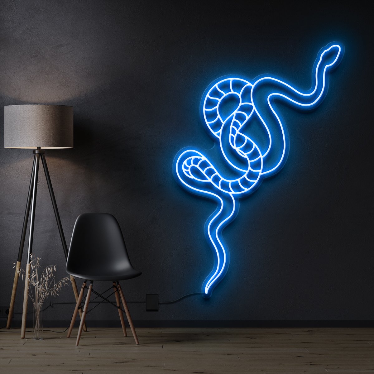 "Snake" Pet Neon Sign 90cm / Ice Blue / Cut to Shape by Neon Icons