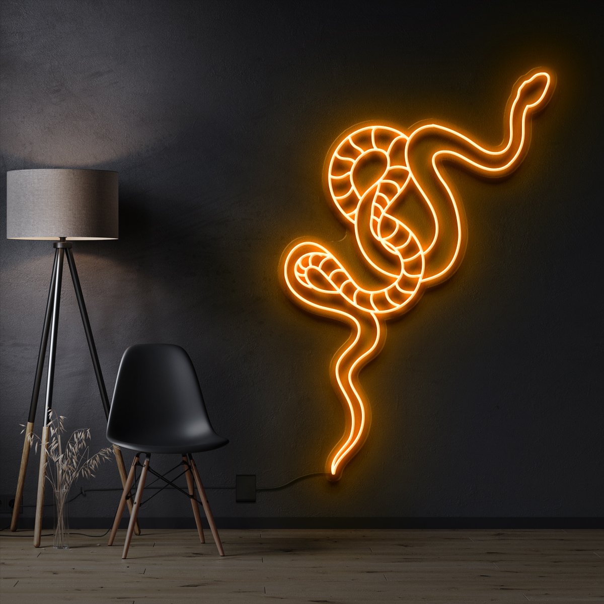 "Snake" Pet Neon Sign 90cm / Orange / Cut to Shape by Neon Icons