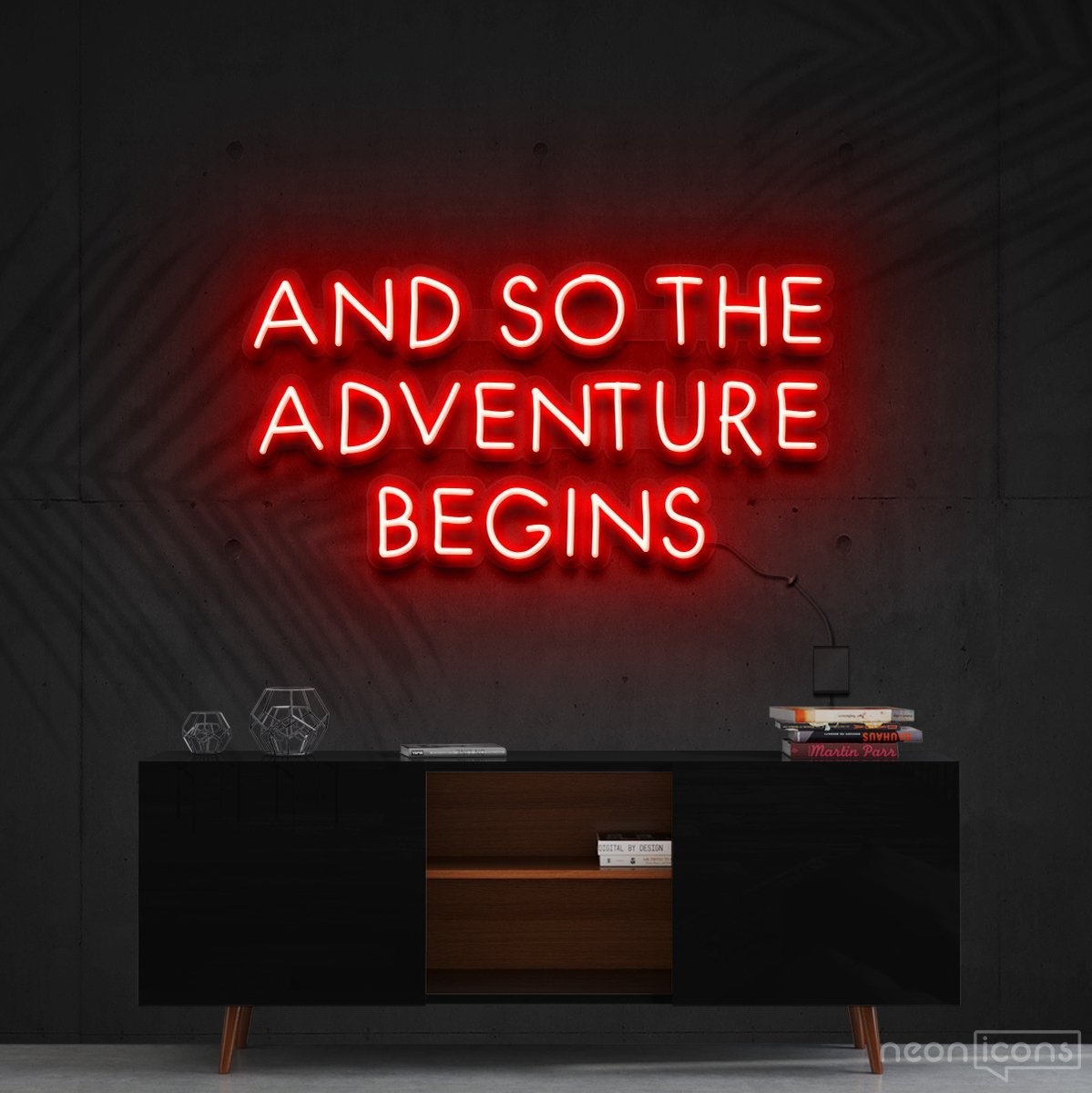 "So The Adventure Begins" Neon Sign 60cm (2ft) / Red / Cut to Shape by Neon Icons