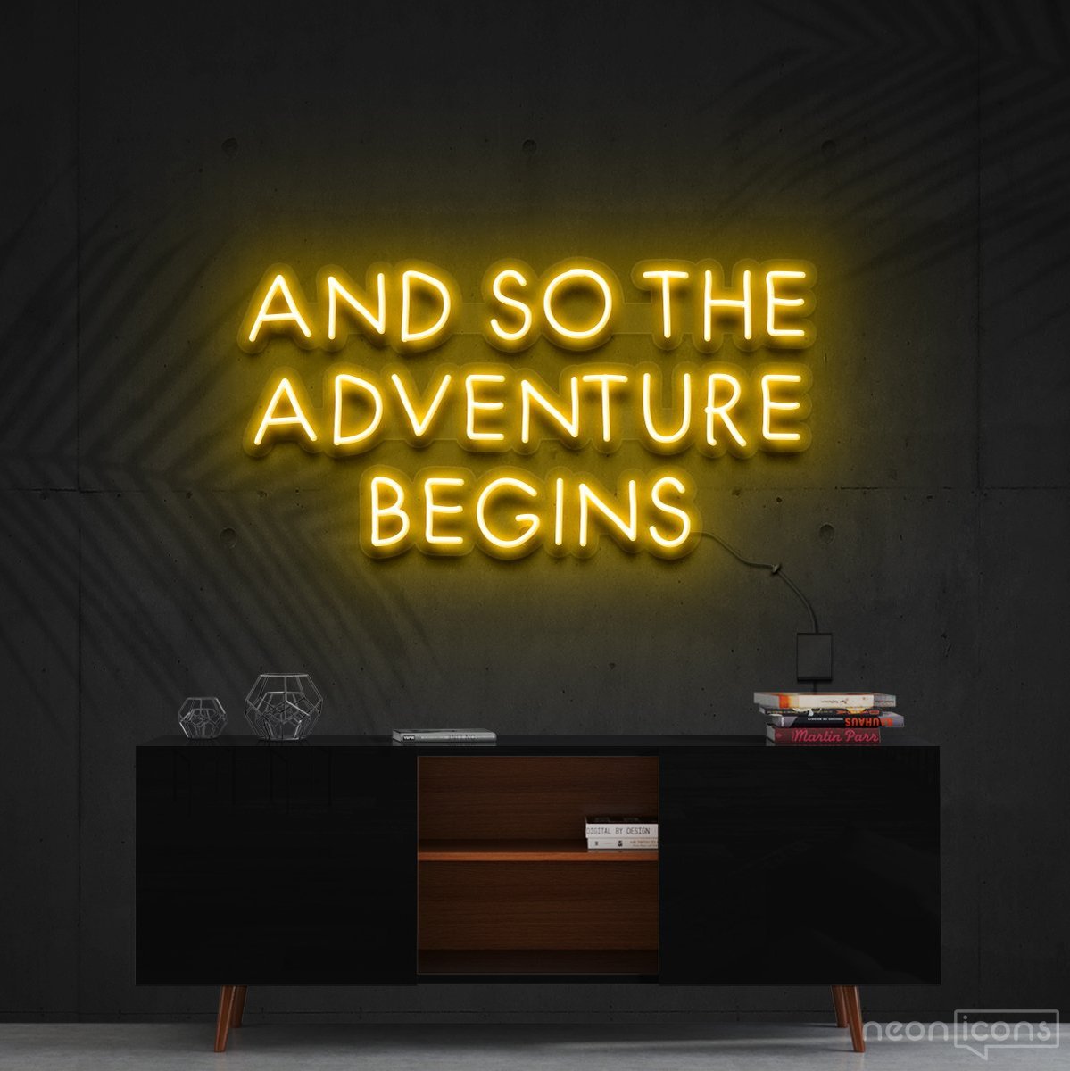 "So The Adventure Begins" Neon Sign 60cm (2ft) / Yellow / Cut to Shape by Neon Icons