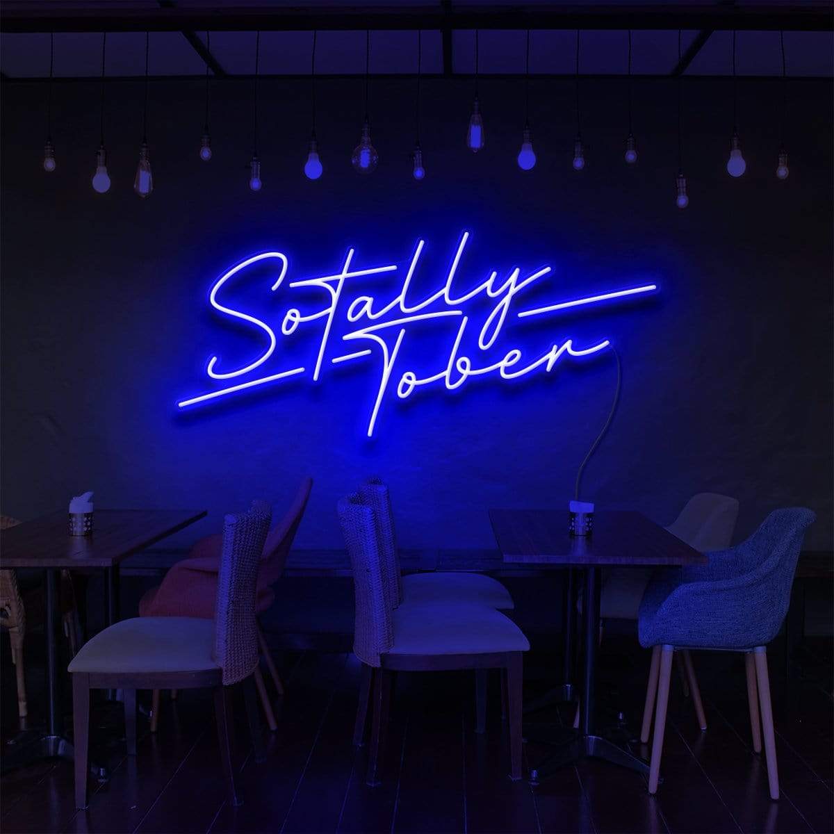 "Sotally Tober" Neon Sign for Bars & Restaurants 60cm (2ft) / Blue / LED Neon by Neon Icons