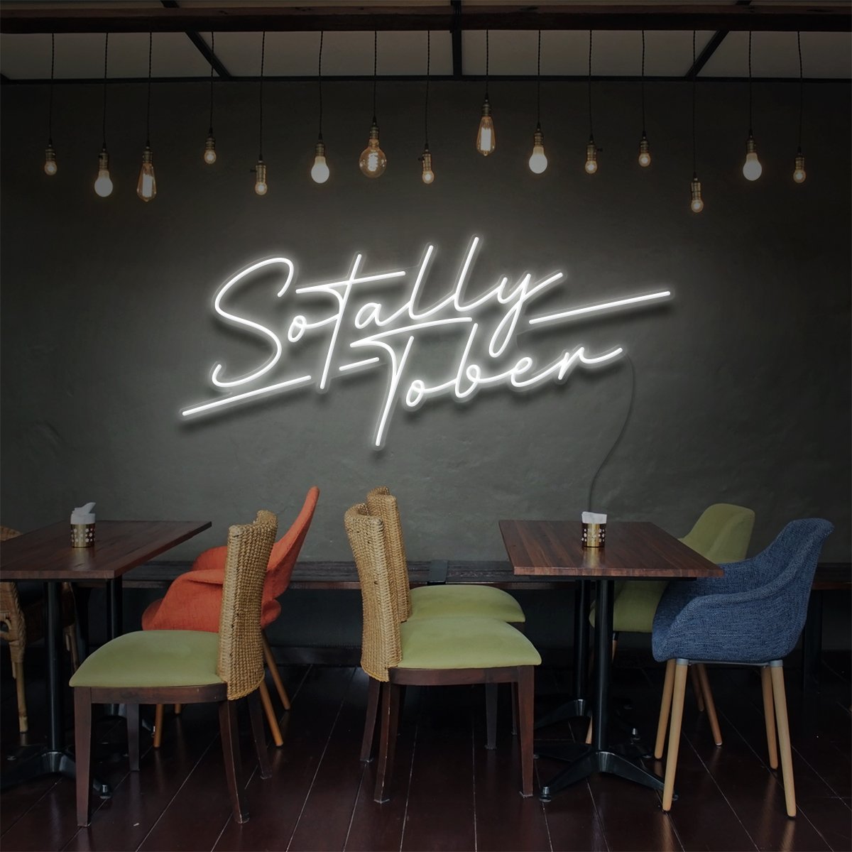 "Sotally Tober" Neon Sign for Bars & Restaurants 60cm (2ft) / White / LED Neon by Neon Icons
