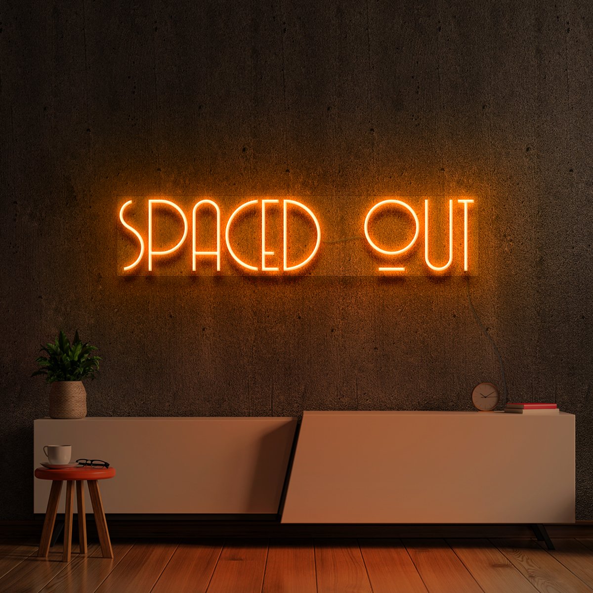 "Spaced Out" Neon Sign 60cm (2ft) / Orange / LED Neon by Neon Icons