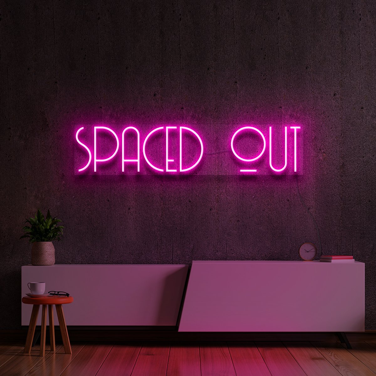 "Spaced Out" Neon Sign 60cm (2ft) / Pink / LED Neon by Neon Icons